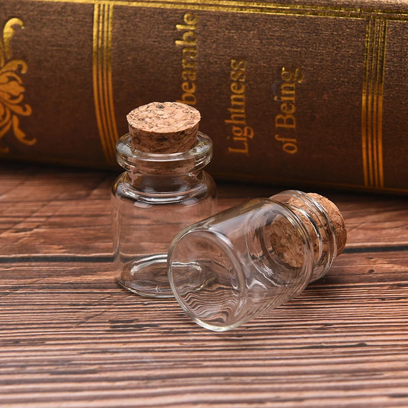 

10Pcs Mini Glass Wishing Bottle With Wood Cork 2.2*3cm DIY Jewelry Pendant Wedding Message Wish Bottle Bead Jewelry Containers