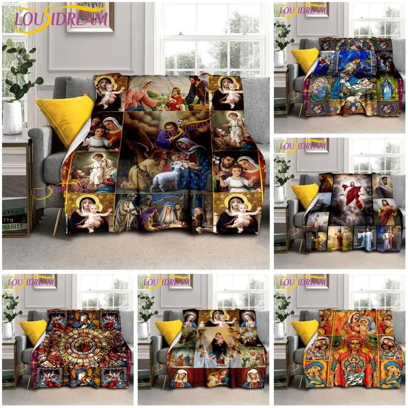 

Jesus Virgin Mary Soft Throw Blanket Living Room/Bedroom Warm Blanket