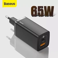 baseus 65w gan charger dual port qc 3 0 pd3 0 type c pd usb charger fast charger for iphone 12 11 xiaomi samsung laptop charger