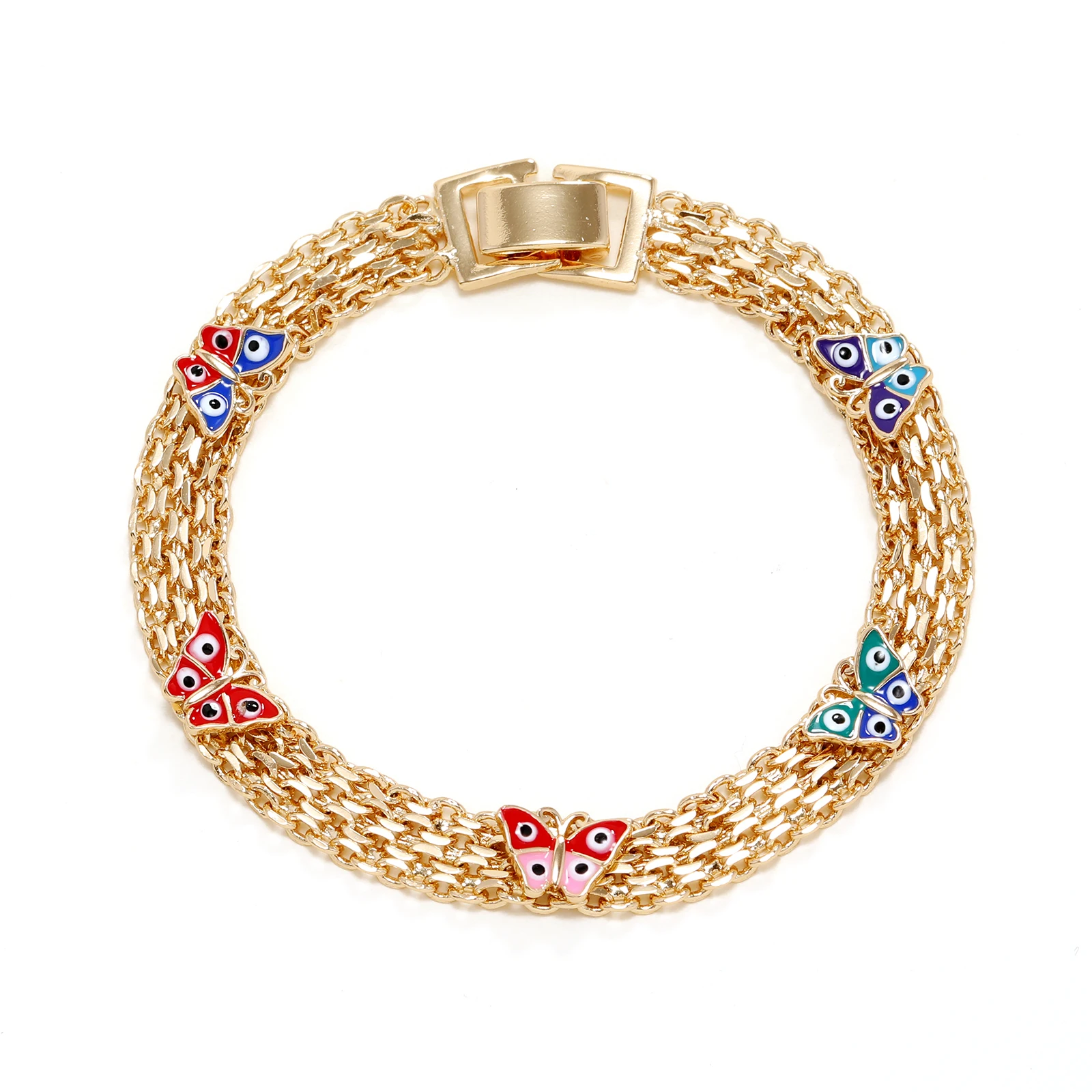 

Браслет LUALA с изображением слона и бабочки из нержавеющей стали, Ювелирное Украшение из звеньев под золото 14 к, бижутерия