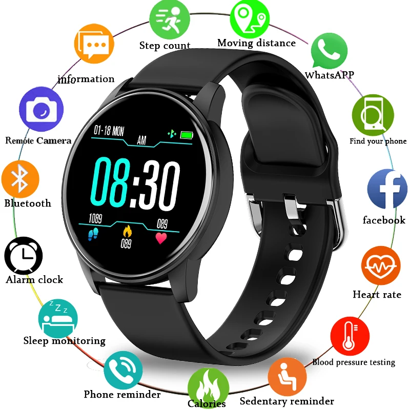 

2021 New Smart Watch Men Sport Multifunction Mode Heart Rate Blood Pressure Monitoring Replaceable Strap Women Smartwatch