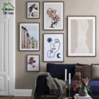 Скандинавская архитектура цветов, линии, бабочки, Абстрактная Картина на холсте, настенная живопись, картины на стену, домашний декор