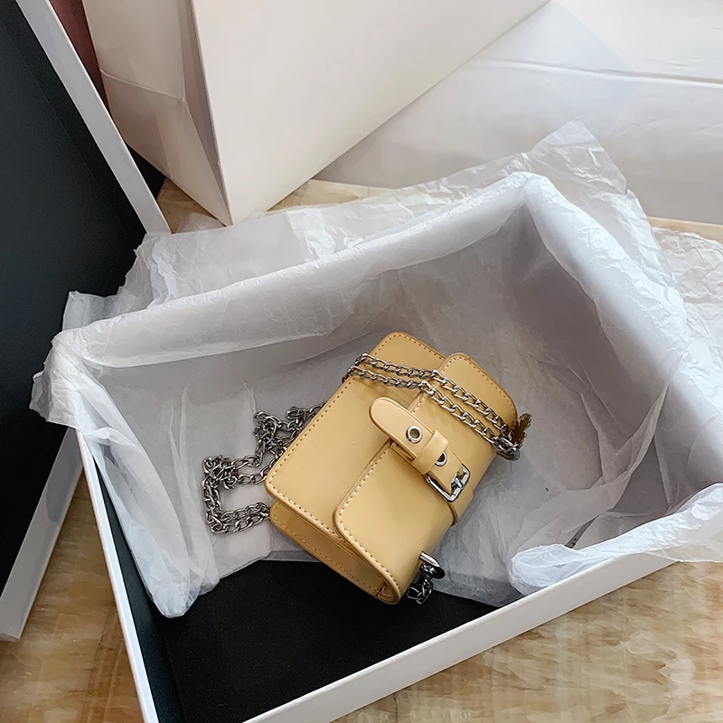 

purses and handbags 2021 Solid leather Mini square buckle design women shoulder bag crossbody bags for women bolsos para mujer