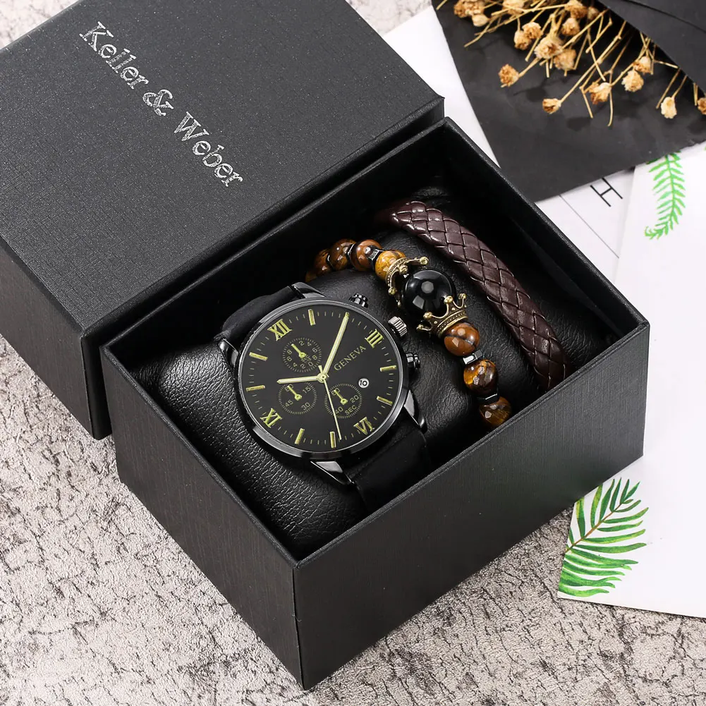 

Повседневные Изысканные часы для мужа, роскошные мужские кварцевые часы, браслет, подарочный набор, мужские часы