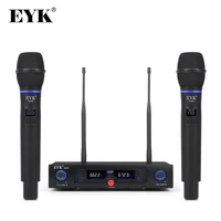 eyk e200 fixed frequency uhf wireless microphone system dual channel professional metal handheld mic for karaoke chruch party