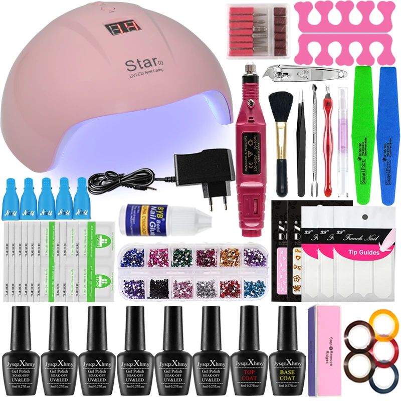 6 nail polish colors Набор для ногтей 24 Вт Светодиодный светильник Сушилка 12/6 шт. Гель-лак для ногтей Набор для замачивания маникюрных инструментов Комплект гель-лаков для ногтей инструменты для дизайна ногтей - Цвет: 6 nail polish colors