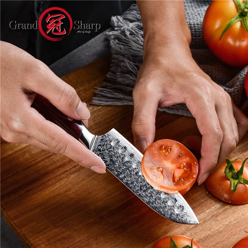 5-дюймовый нож Santoku 67 слоев японский Дамаск нержавеющая сталь VG10 шеф-повар