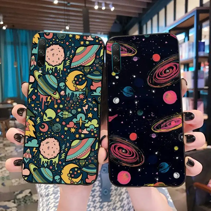 YJZFDYRM Cosmonaut Earth Alien силиконовый черный чехол для телефона Huawei Nova 6se 7 7pro 7se honor 7A 8A 7C