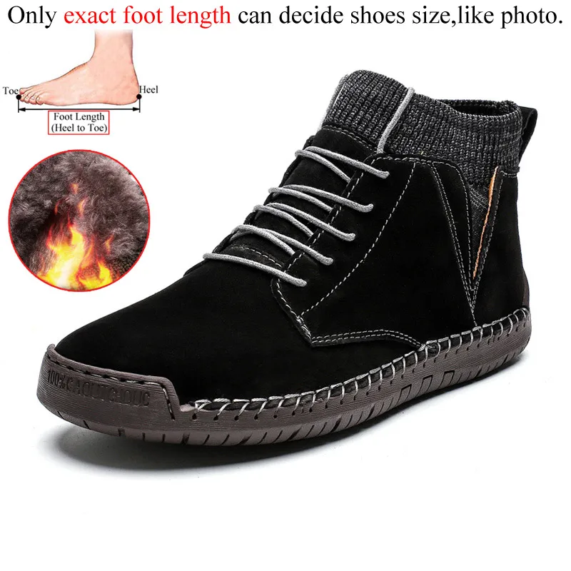 Black(fur) Зимние кожаные повседневные мужские ботинки; Botines Hombre Botas Masculina Bot Erkek Buty Zimowe Stivaletti Uomo; плюшевый мех - Цвет: Black(fur)