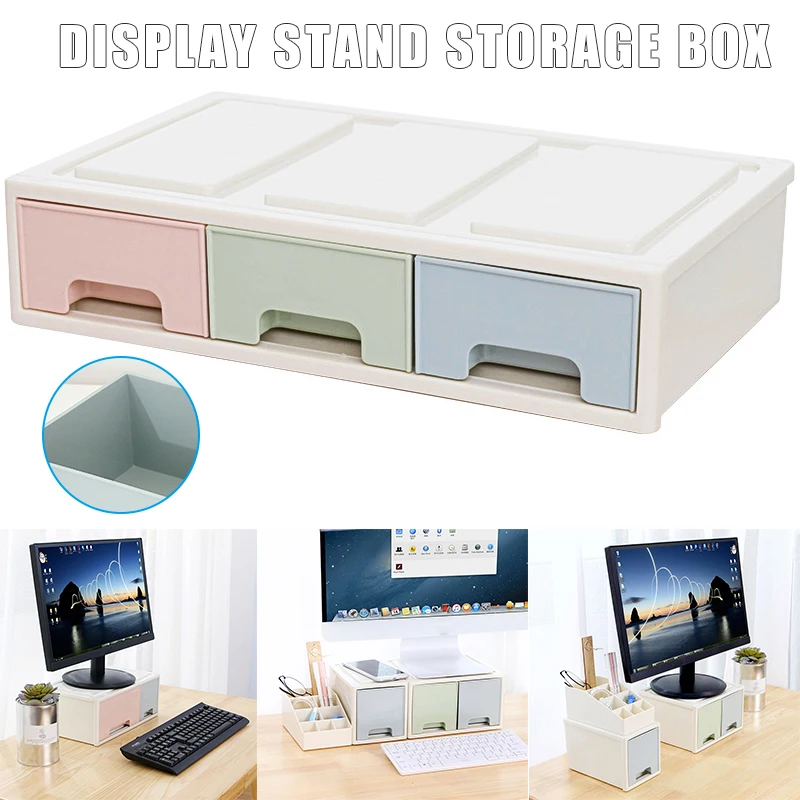

LCD Monitor Stand Holder Bracket with Office Drawer Storage Desk Box Organizer for Desktop Computer Office Desks