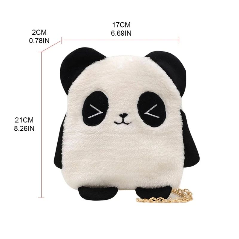 

D0UD Women Lovely Panda Crossbody Bags Plush Animal Shoulder Bags Cartoon Coins Purse Chain Satchel Cute Messenger Bags