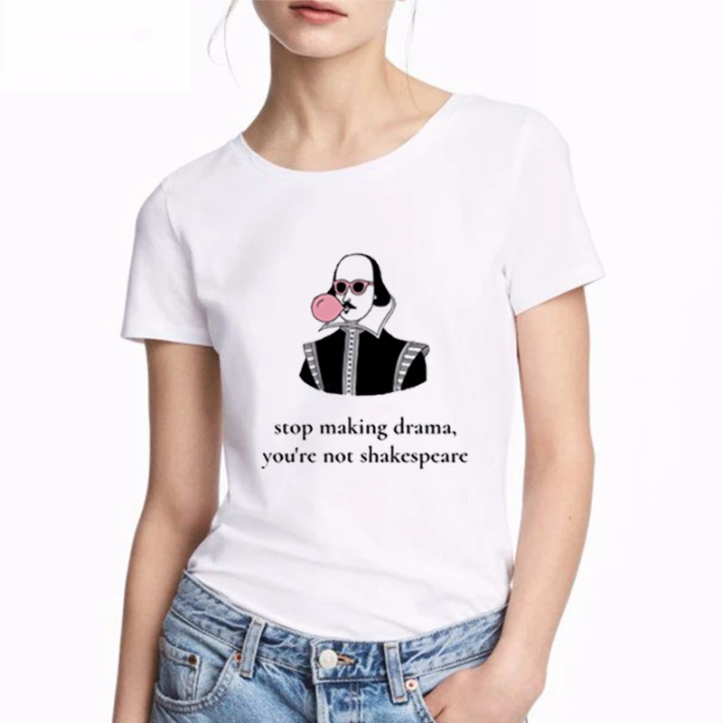 Stop Making Drama Quotes забавная футболка женская летняя Tumblr Grunge Модная белая с