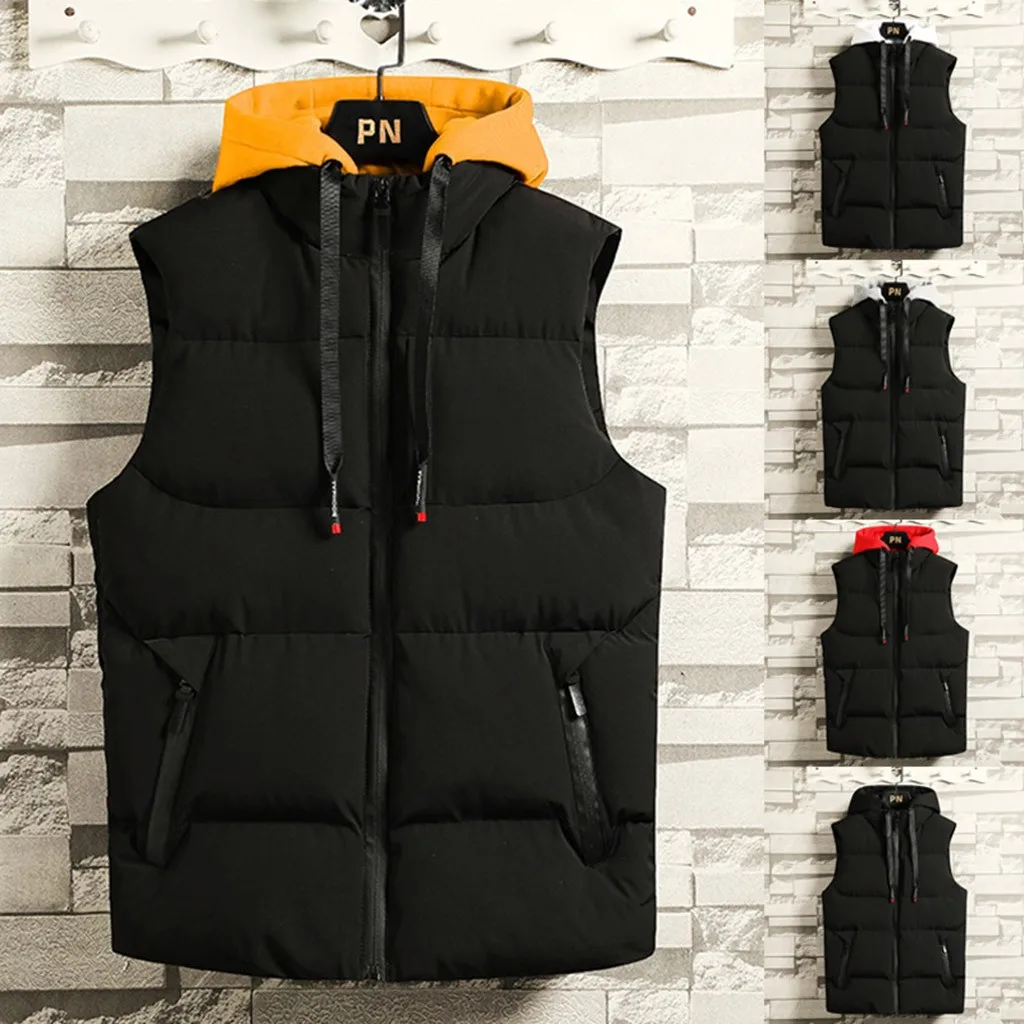 Мужской жилет куртка мужской зимний пуховой Повседневная теплая на молнии в
