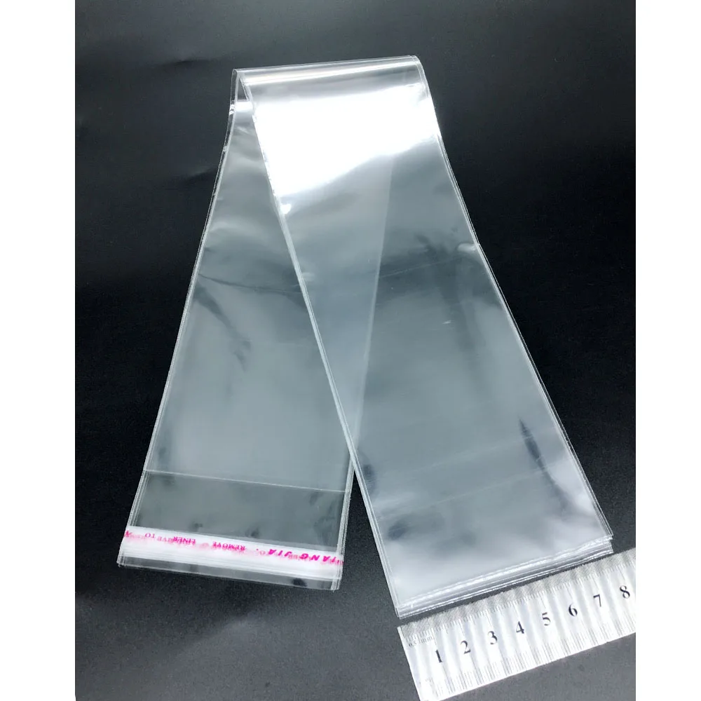 Прозрачные многоразовые виолончели пакеты 8x31 + 4 см из ОПП целлофановые для