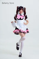 made for you gothic lolita white and pink cute bow pleated lace cosplay maid costume maid dress