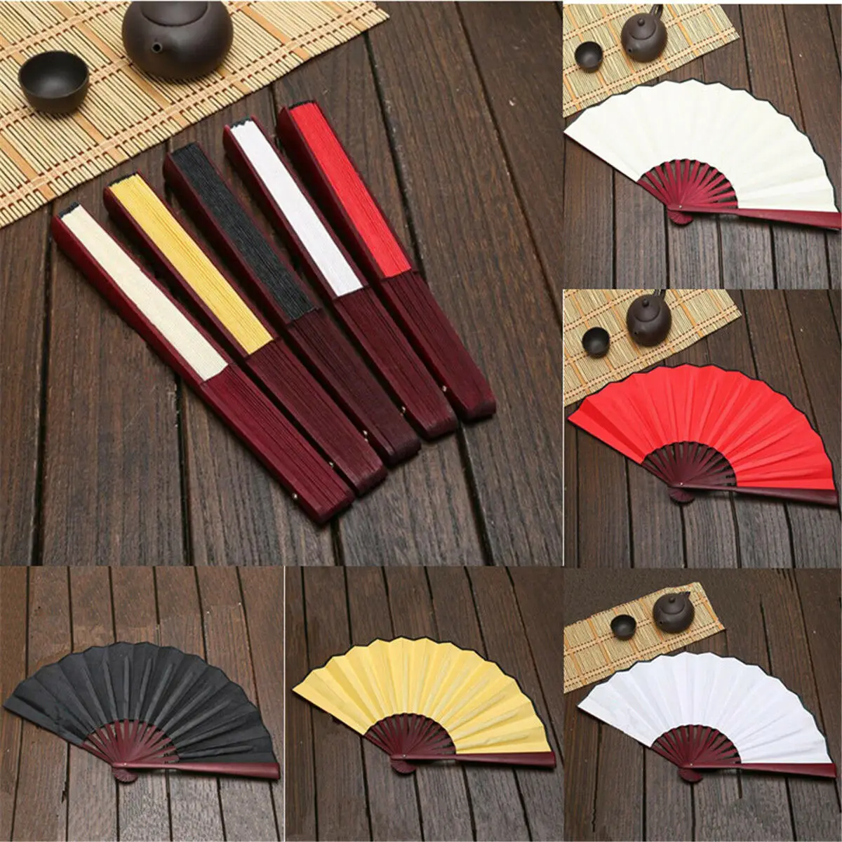 

1pc Blank Spun Silk Calligraphy Painting Writing Dancing Folding Hand Fan Decor