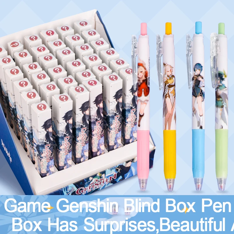 New Blind Box Pen Series Hot Game Genshin Impact Black Gel Pen 0.5mm Press Pen Students GiftsPeripheral Writing Stationery