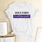 Сальва El планета Harte женских буквенный принт женских ребенок футболки с короткими рукавами, повседневные свободные летние эенская футболка Топы И Футболки