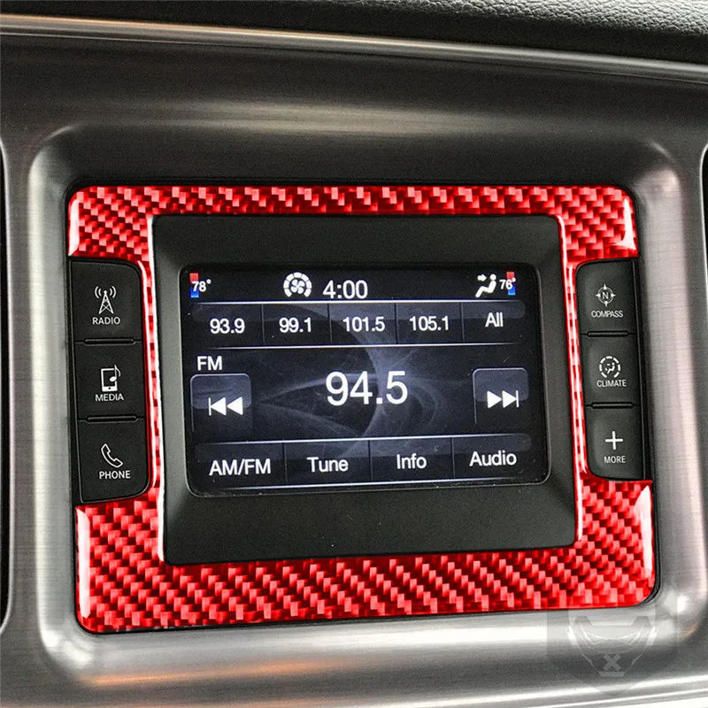 

Car Center Console Navigation Frame Panel Trim Decal Carbon Fiber Sticker For Dodge Challenger 2015-2020 Accessories