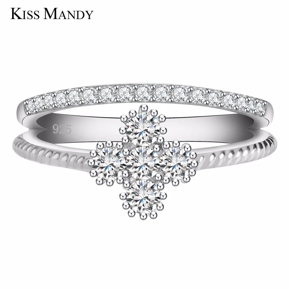 Женское Обручальное кольцо с цирконием KISS MANDY Снежинка в форме вечности модное