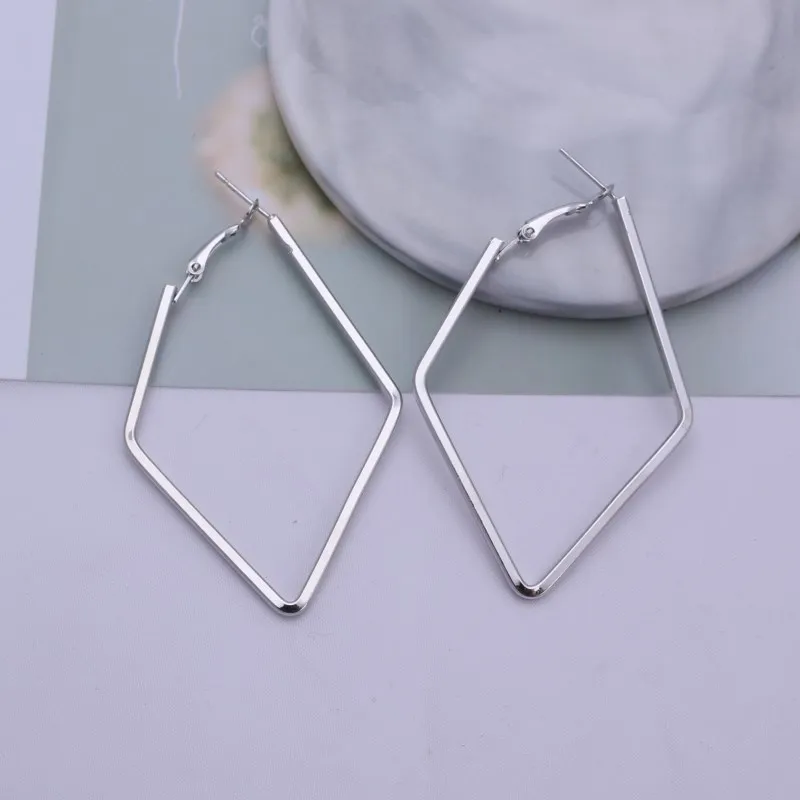 367 silver EK366 Большая квадратная Звезда Треугольник Висячие серьги для женщин модные массивные ювелирные изделия простые геометрические металлические серьги полые Brincos - Окраска металла: 367 silver