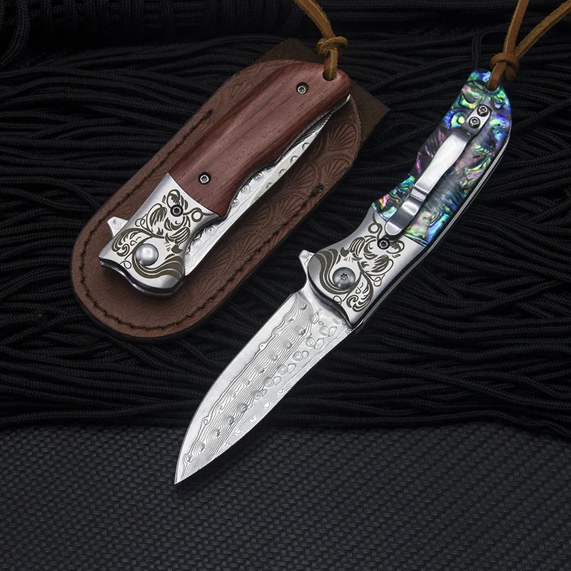 

Tactical Folding Knife-VG10 Steel Core Damascus-caibei/natural Wooden Handle Ball Bearing-outdoor Camping Survival Pocket Knife