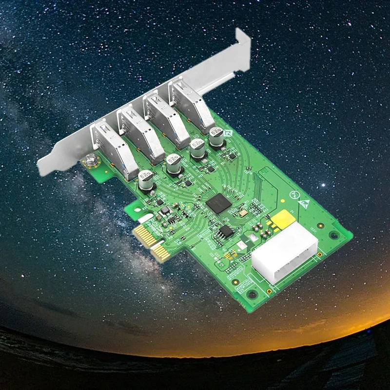 

USB Expansion Card PCIe X1 to 4 Port USB3.0 Type-A 5Gb/S USB Extender Adapter for NEC720201 Chip