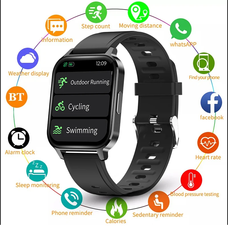 

Smart Watch Men Women 1.7 Inch Full Touch Heart Rate Blood Pressure Fitness Tracker Smartwatch Sport Bracelet IP68 Waterproof