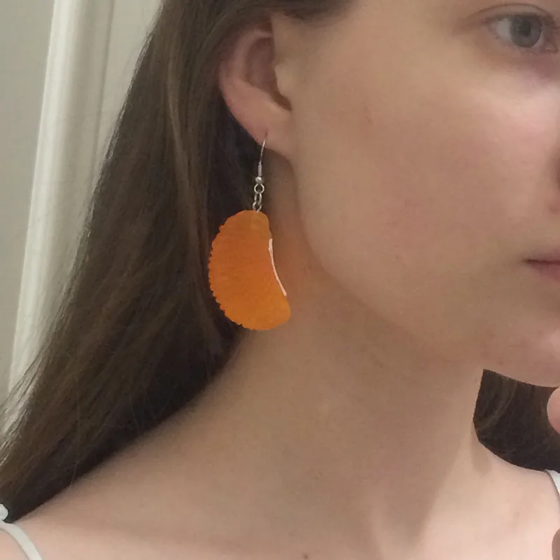 

Korean Fashionable Orange Earrings For Women Three-dimensional Resin Fruit Earrings Sweet Creative Jewelry Party Gift 2021 New