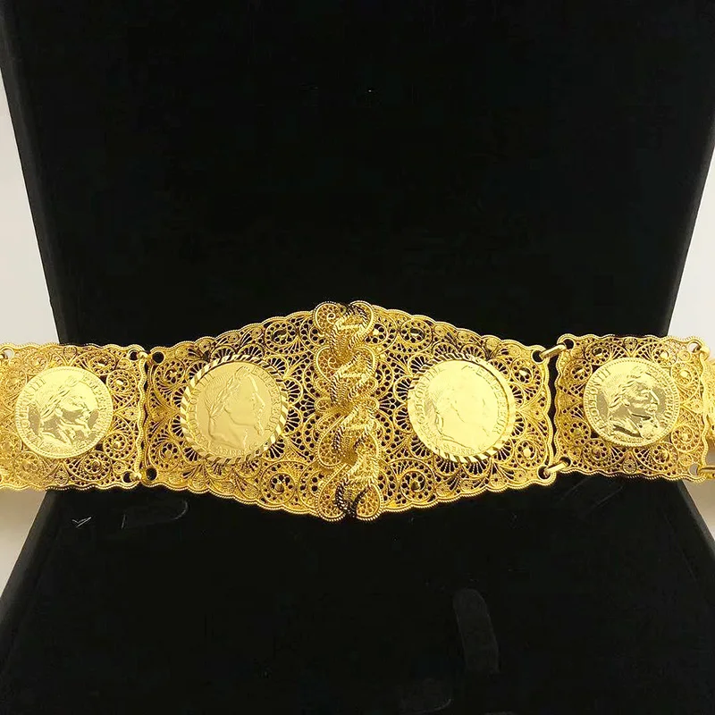 Металлическая поясная цепочка из Алжира, пояс с французской монеткой, квадратный дизайн, пояса Caftan, алжирские, алжирские традиционные праздничные украшения