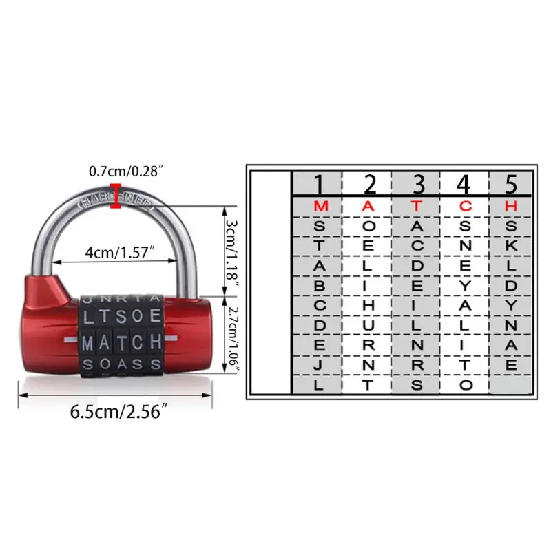 

5 Letter Word Padlock Combination Security Resettable Lock Heavy Duty Aluminum