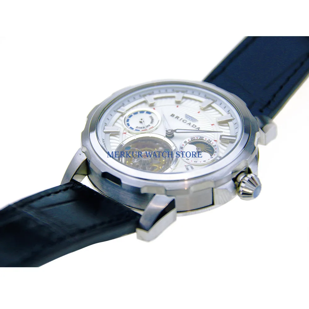Sugess мужские часы летающие механические Tourbillon механизм Skelenton Роскошные 24 часа запас хода карусель часы