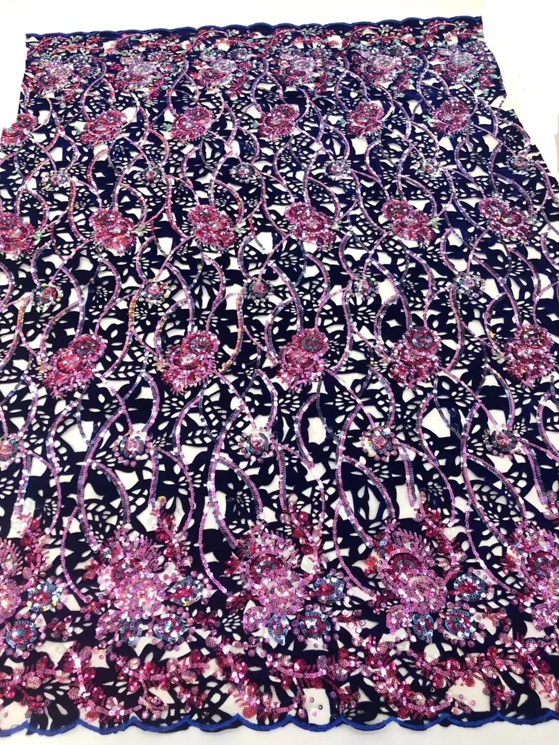 

African Velvet Tulle Mesh Lace Fabrics High Quality Sequins Embroidery Wedding Dress Nigerian Lace Fabric