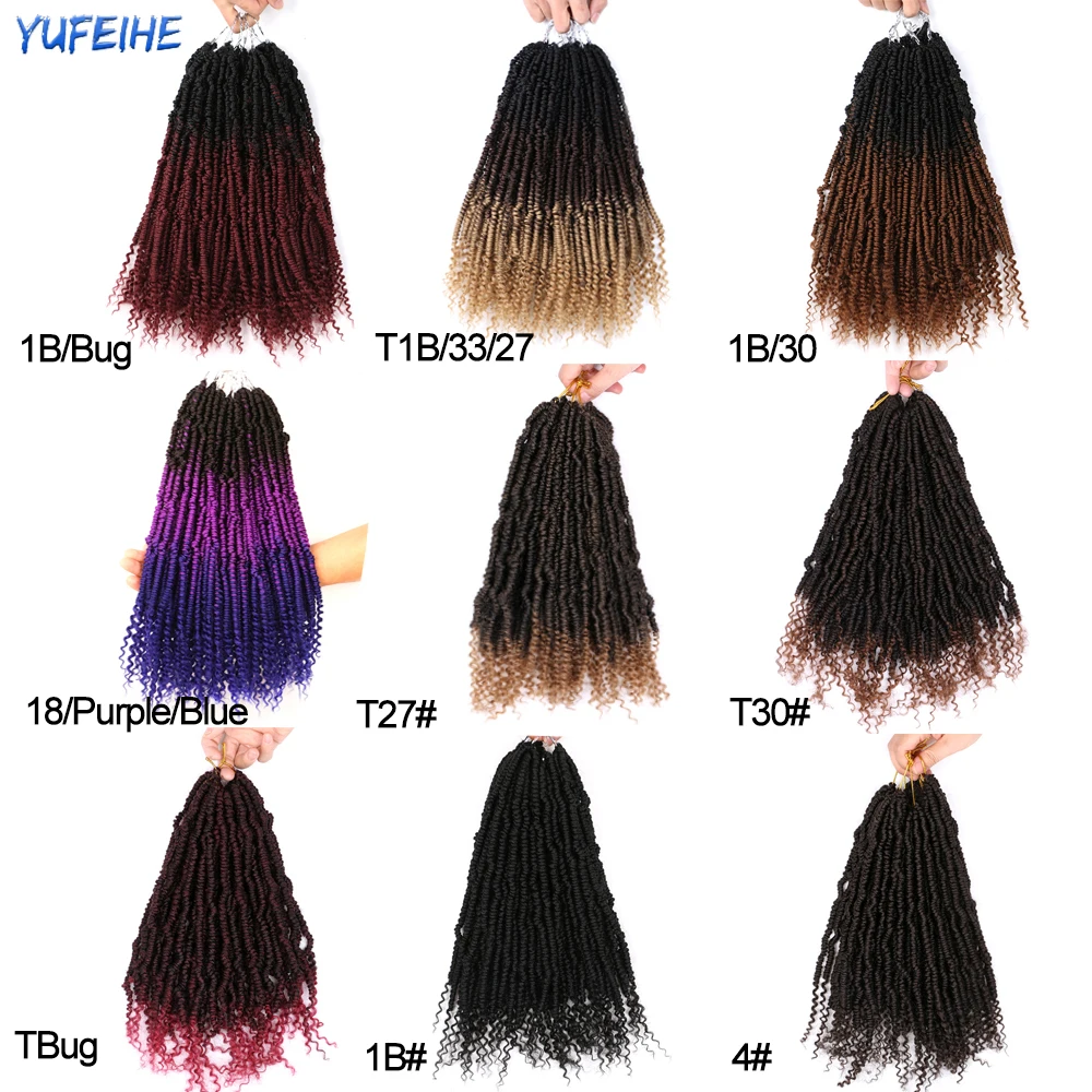 12Inch Fluffy Spring Twist Hair Extensions Black Brown Burgundy Ombre Crochet Braids Synthetic Braiding Bomb Fashion |