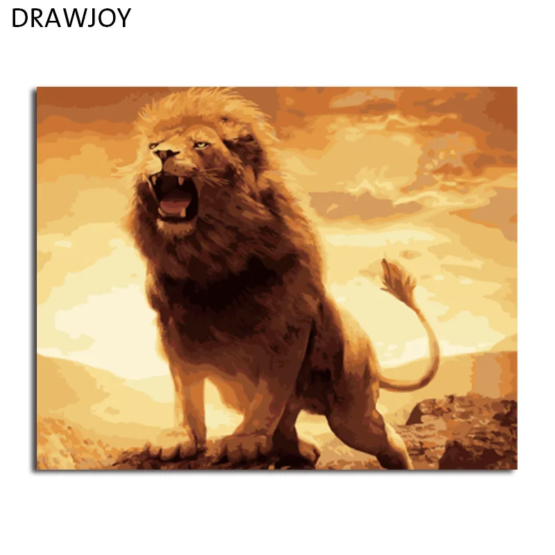 

Набор для рисования по номерам на холсте Лев, с рамкой