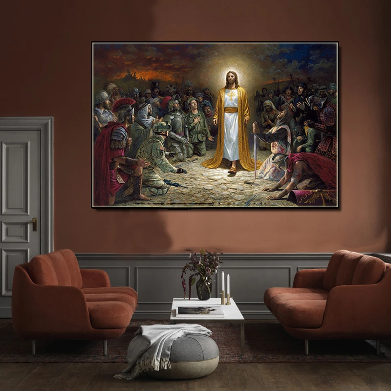 Холст печать портрет Иисуса настенные картины холст христианские декоративные