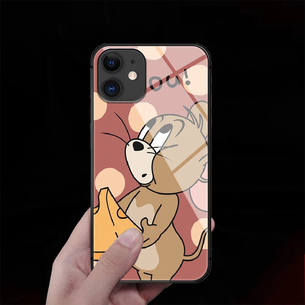 

Tom Couples Jerry Tempered Glass Phone Case Cover For IPhone 5 6 7 8 11 12 S Plus Xr X Xs Pro Max Mini Se 2020 Black