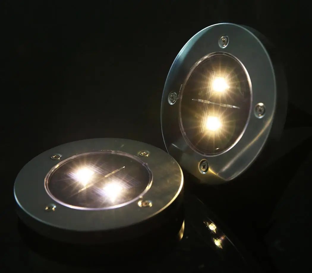 4 шт. СВЕТОДИОДНЫЕ светильники на солнечной батарее Powered Disk pathway огни Открытый