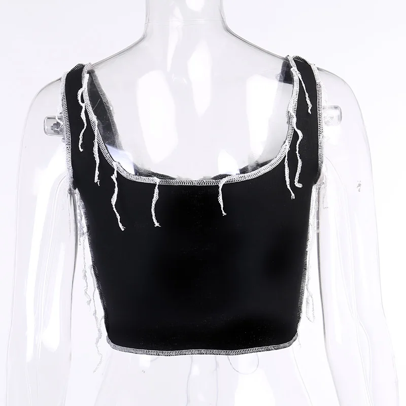 

Sexy Fashion Gothic Camis 2021 Women T-Shirt Lace Knitting Sleeveless Tshirt Soft Sling Strap Summer T Shirts Tops Camisole