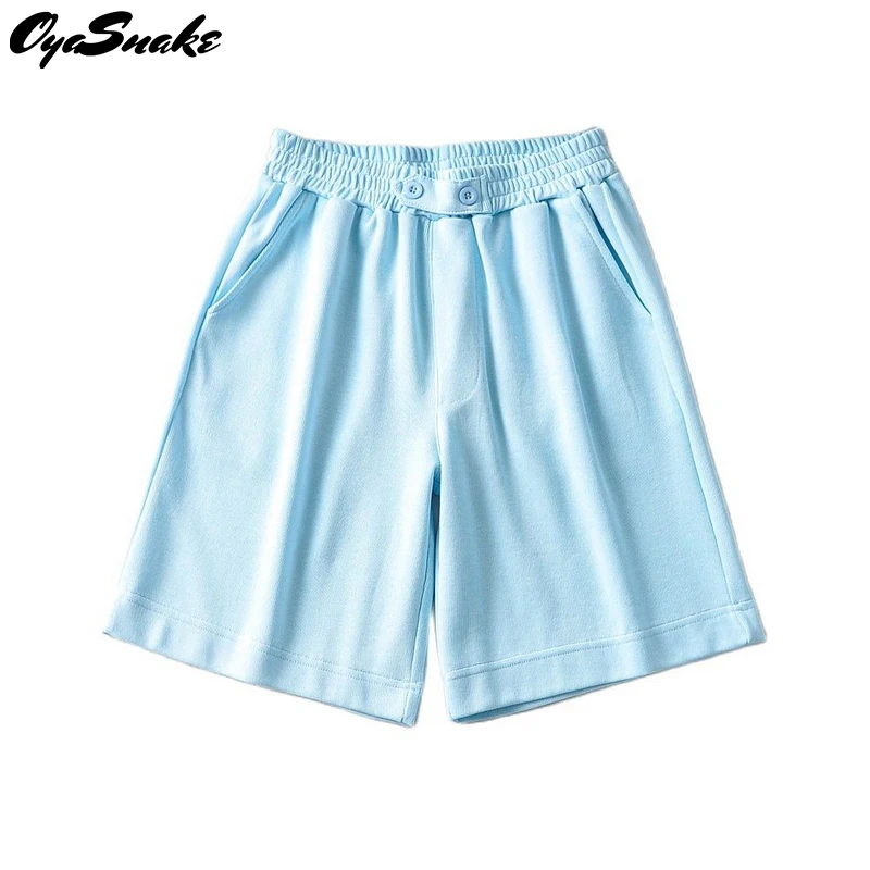 

Oyasnake Summer Sports Shorts 2021 Hot Women's Ladies Button Elastic Waist Pocket Solid Casual Uderwears Loose Pants