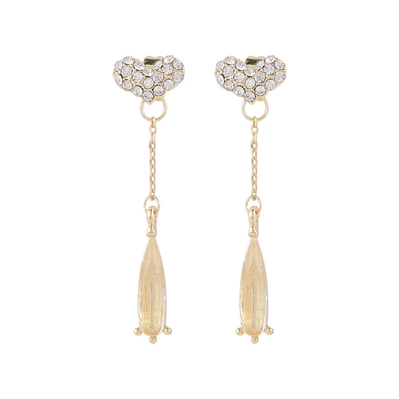 2020 New Korean Trendy Elegant Love Long Tassel Drop Earrings For Women Sweet Water Crystal Pendant Jewelry | Украшения и