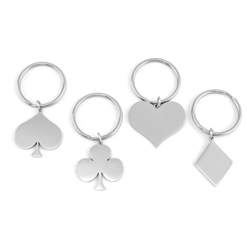 Покерный брелок из нержавеющей стали игровые карты костюмы сердца клубы пики