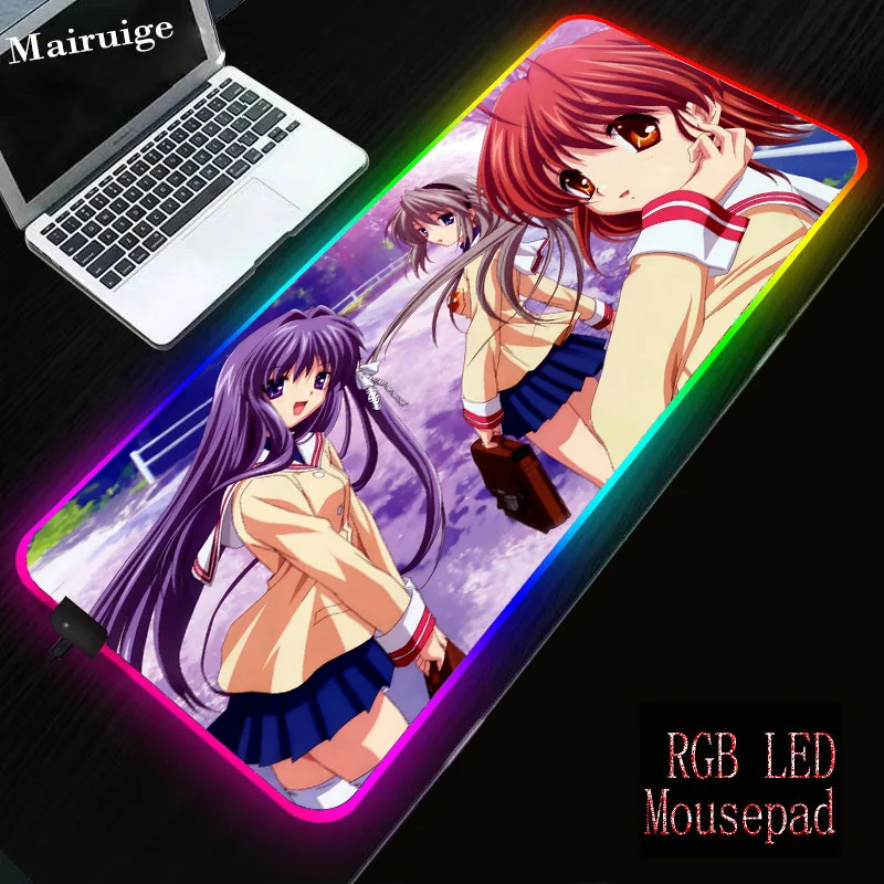 

Mairuige Gaming Pads Japan Anime Mat Campus Girl Anti-slip Natural Rubber Base with Sewn Edges Sublimation Mouse Pad RGB LED