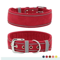 soft suede pet dog collar reflective adjustable breathable dogs collars for mediun big dog comfortable night walking pets chains