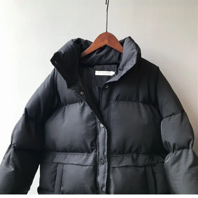 Fashion Solid Women's Winter Down Jacket Stand Collar Short Single-breasted Coat Preppy Style Parka Ladies Chic Outwear Female