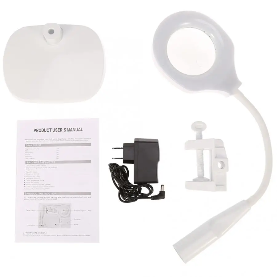 Портативная настольная светодиодная Лупа с зажимом и креплением