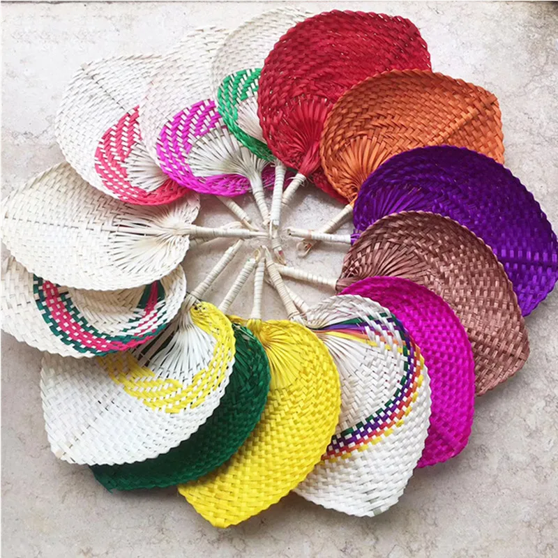 

Hand Made Chinese Style Handmade Straw Fan Hand-woven Palm Leaf Hand Woven Fan Summer Cooling Mosquito Repellent Hand Fans