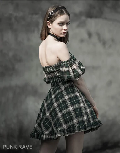 Женское винтажное платье-топ в стиле панк с открытыми плечами