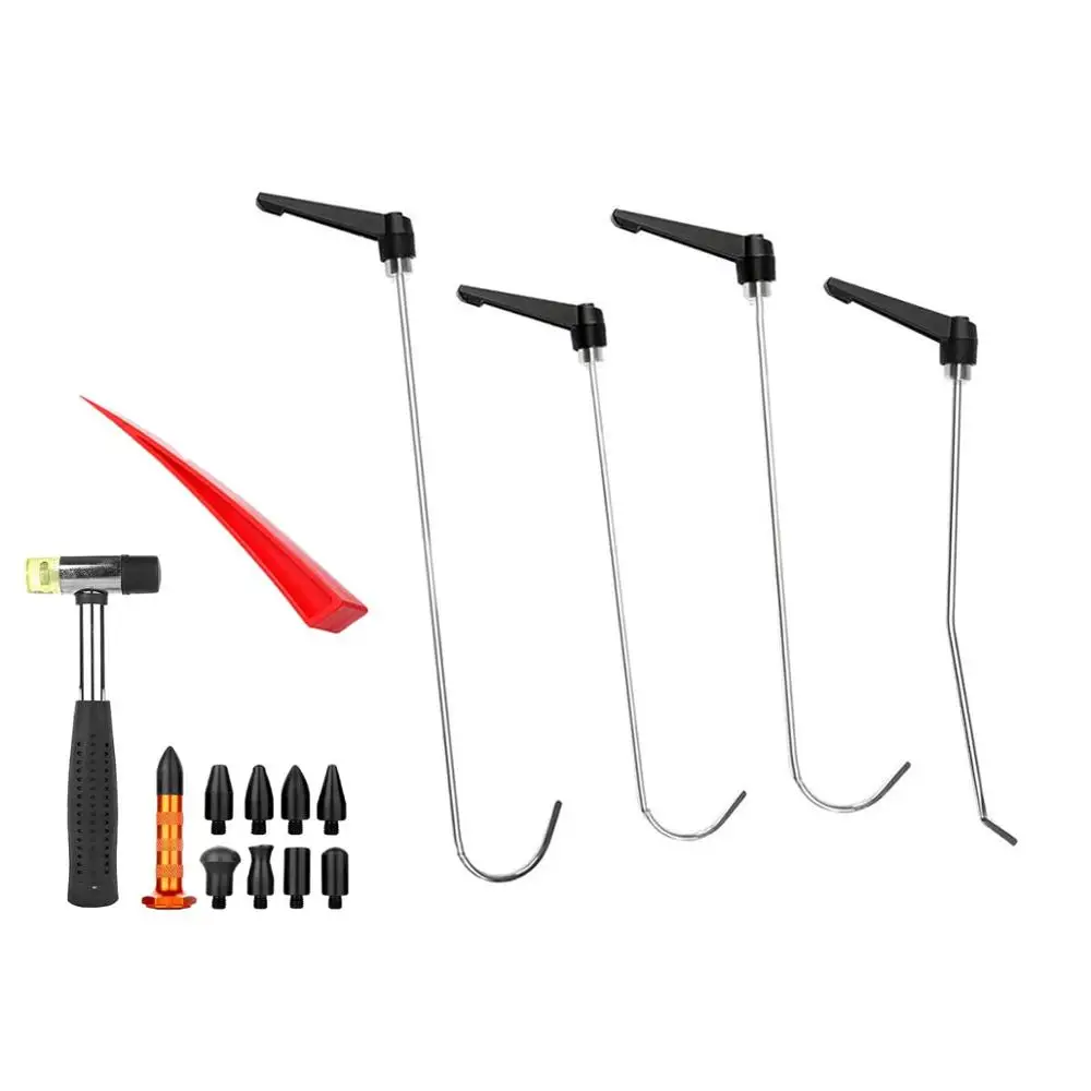 comprar Haste Ganchos Ferramentas Kit De Ferramentas De Reparo Dent Guarda Janela Com Feltro Cunha Vermelha E S-gancho Para Carro Paintless Dent Remoção