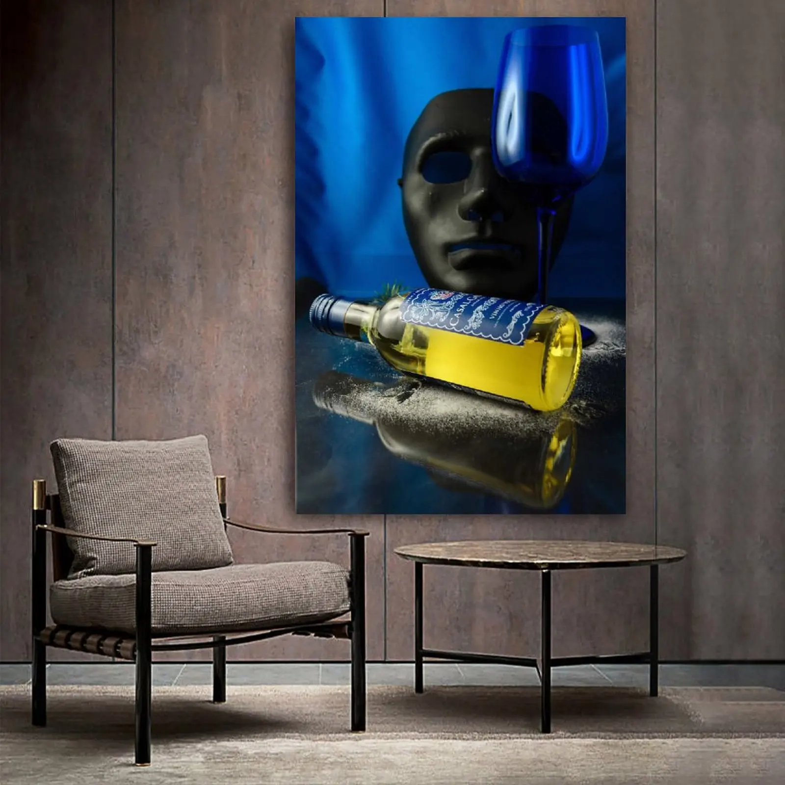 Винная маска бутылка стекло лицо маг фон холст художественный плакат и Настенная